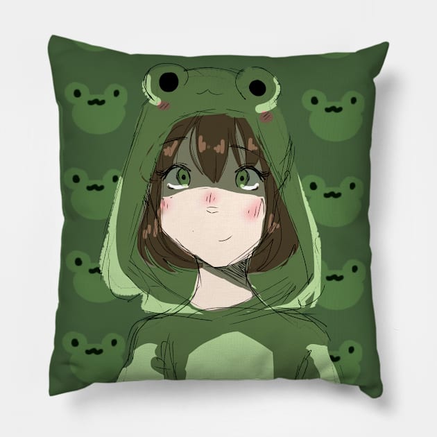 Frog Girl Pillow by PreeTee 