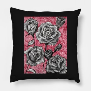 roses in red and black ink Pillow