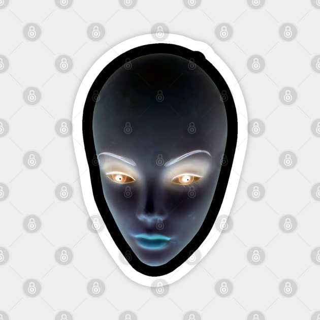 Creepy Cool Mannequin Doll Face Head Magnet by badlydrawnbabe