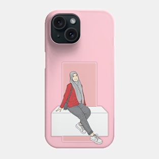 Girl In Red And Gray Phone Case