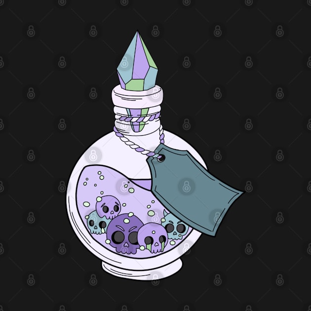 Magical Potions Bottles Witchy cute Skulls by ISFdraw