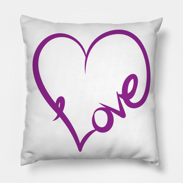 Heart Shaped Love Text Art Purple Heart Pillow Teepublic