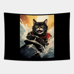 Retro Cats Summertime Boating | Vintage Style Tapestry