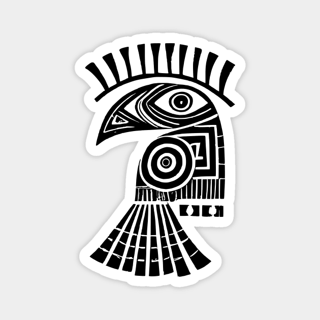 Tribal Raven Bird Black Crow Magnet by Griffelkinn