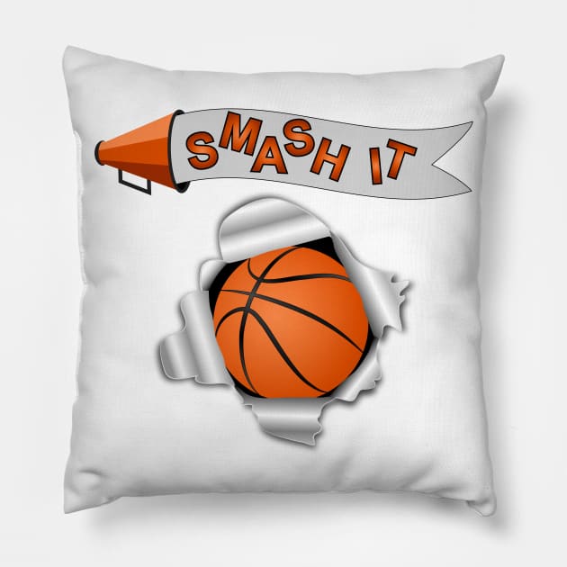 Smash It - Basketball Pillow by Designoholic