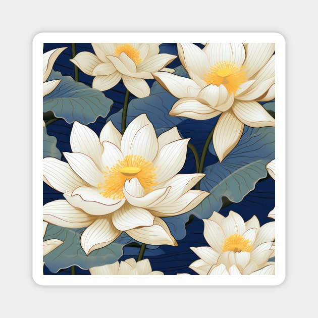 Serenity Blooms: Timeless Lotus Flower Pattern Magnet by star trek fanart and more