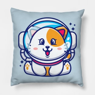 Cute baby cat wearing an astronaut helmet, cartoon character Pillow