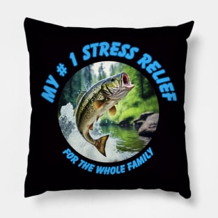Bass Jumping for the Prize in a Peaceful Woodland Stream Pillow