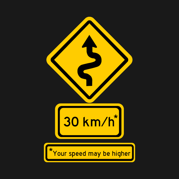 windy road speed sign (km/h) by graphius