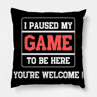 I Paused My Game to Be Here Gaming Gamer Vintage Gift Pillow