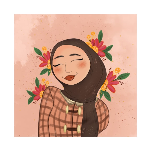 Flower girl in brown hijab by SanMade