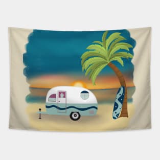 Beach caravan fun Tapestry