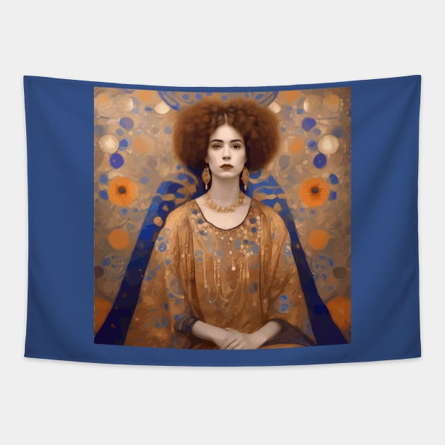 Portrait of a Lady with Gold Earrings After Klimt Tapestry by bragova
