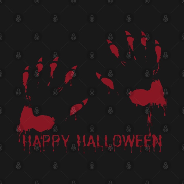 Happy Halloween, Claw Print in Blood by JK Mercha