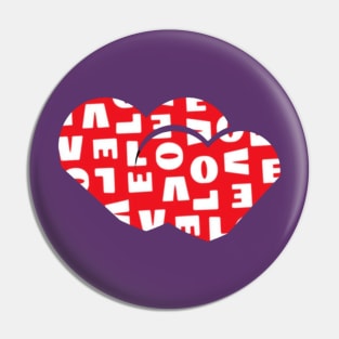 Red background white love text pattern Pin