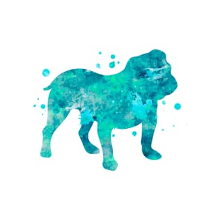 Turquoise English Bulldog Watercolor Painting T-Shirt