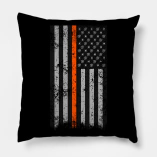 Halloween Thin Orange Line Flag Spider and Webs Pillow