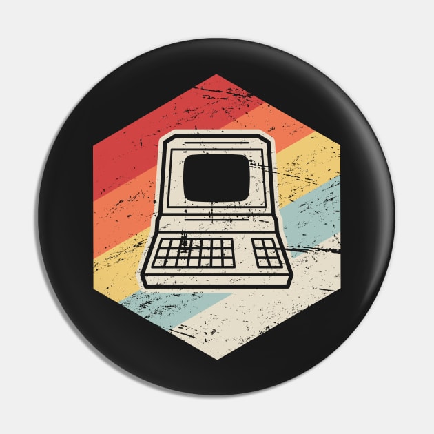 Retro Vintage Computer Icon Pin by MeatMan