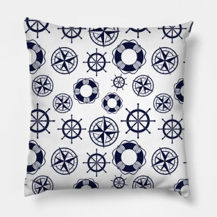 Nautical Navy Blue and White Pattern Pillow