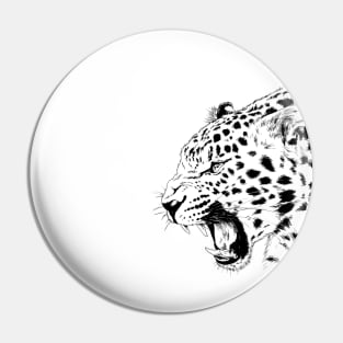 Head Of Leafy Tiger Face In Confrontation Pin