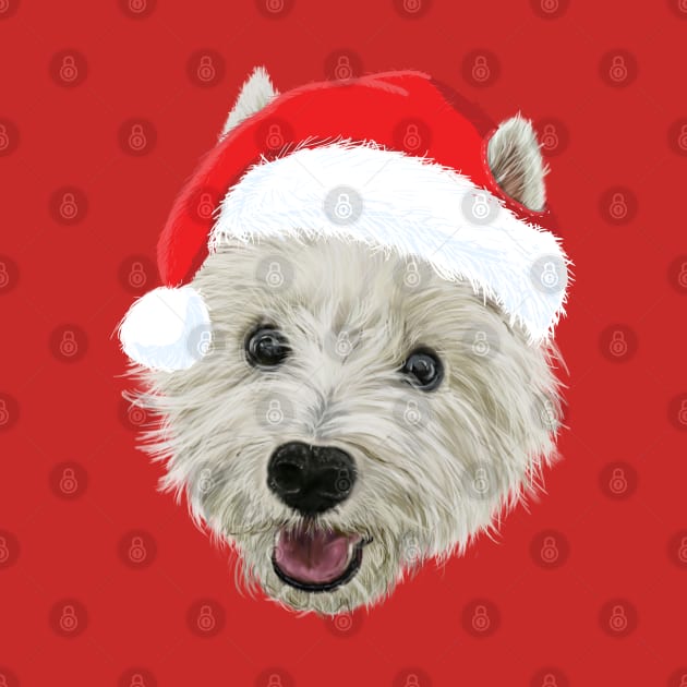 West Highland Terrier Christmas Santa Hat by brodyquixote