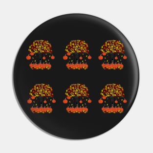 Simple Dark Tree with Falling Leaves and Pumpkins Pack Pin