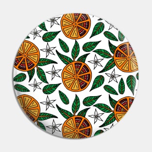 Oranges and Blossoms Pattern Pin