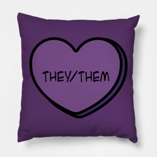 Pronoun They/Them Conversation Heart in Purple Pillow