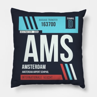 Amsterdam (AMS) Airport Code Baggage Tag Pillow