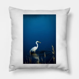 White Great Egret Pillow