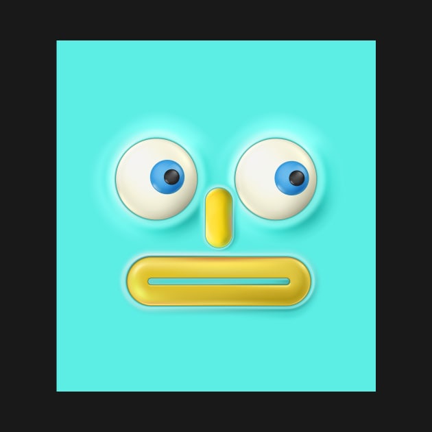 Displeased emoticon on a turquoise background. by RulizGi