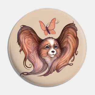 Papillon: dog and butterfly Pin