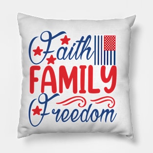 Patriotic Shirts for Men & Women American Flag Shirt Faith Family Freedom Graphic Tee USA Star Stripes Pillow