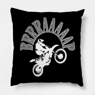 Brrraaaaap Dirtbike Motocross Design In White Pillow