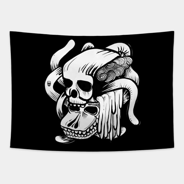 Skull Doodle Tapestry by fakeface