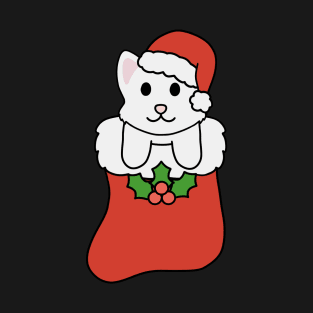 Christmas White Cat Stocking T-Shirt