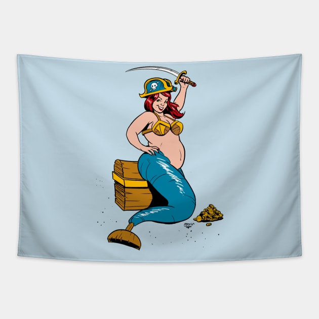 Pirate Mermaid Tapestry by Victor Maristane