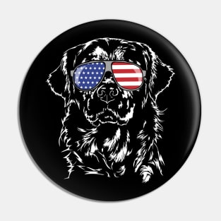 Proud Golden Retriever American Flag sunglasses dog Pin