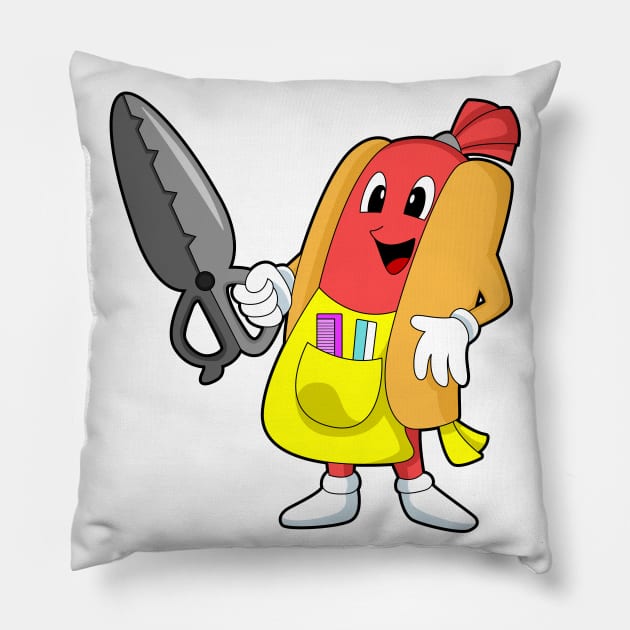 Hotdog as Hairdresser with Scissors Pillow by Markus Schnabel