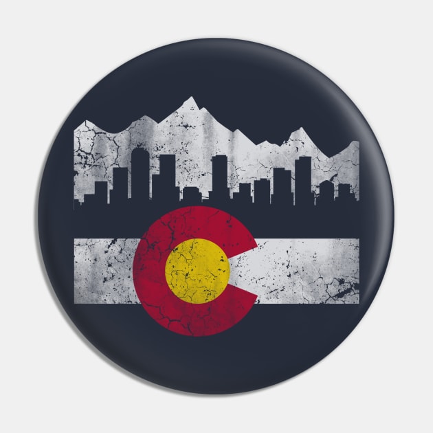 Vintage State of Colorado Flag Skyline Pin by E