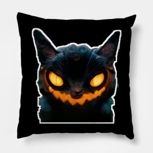 scary cat halloween Pillow