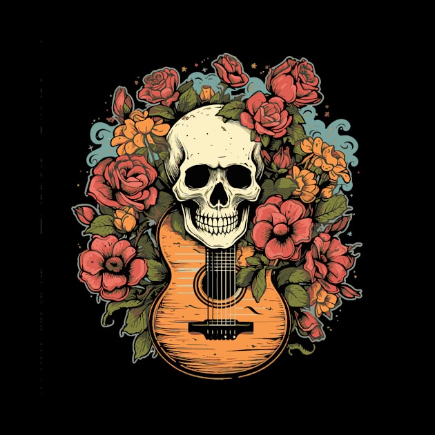 Skull Flowers and a Guitar by TOKEBI