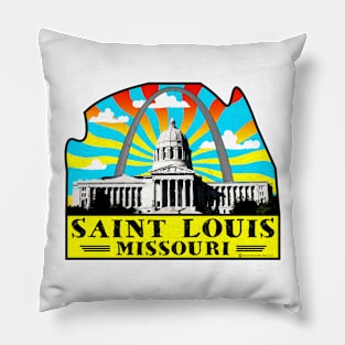 Saint Louis Missouri Gateway Arch State House Vintage Travel Pillow