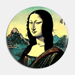 Mona Lisa Ukiyo-e Vintage Japanese Traditional Pin