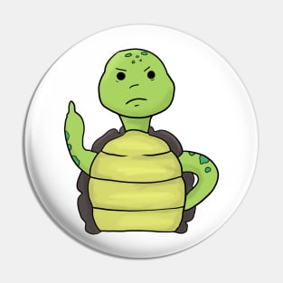 Grumpy Turtle Holding Middle finger funny gift Pin