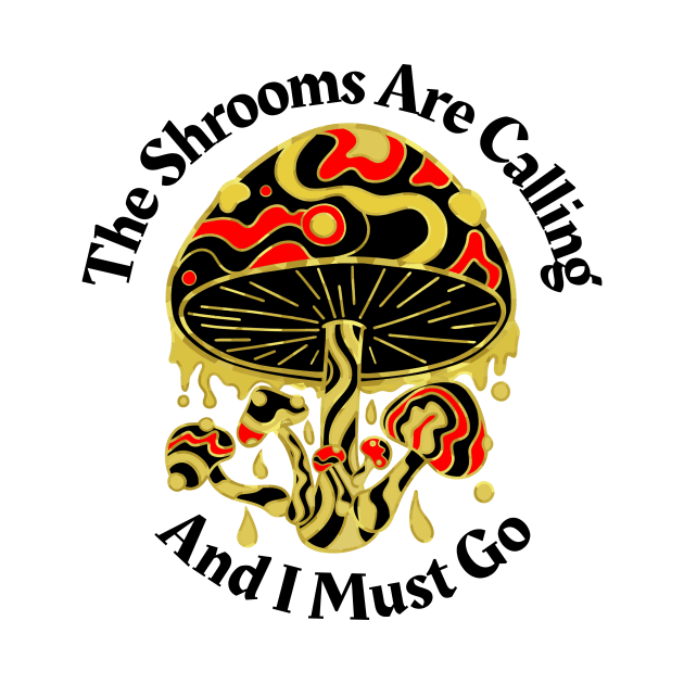 RED Black Gold Shrooms Mushroom Lover by SartorisArt1