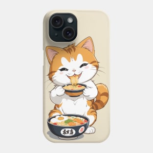 Cute Cat Eats your Ramen! Phone Case