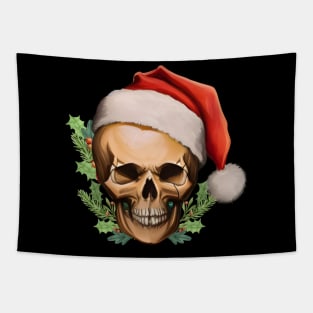 skeleton santa skull christmas Tapestry