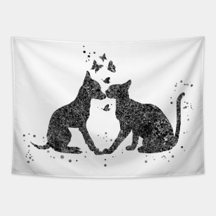 Cat and dog kissing Tapestry