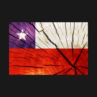 Flag of Chile – Tree Trunk Wood T-Shirt